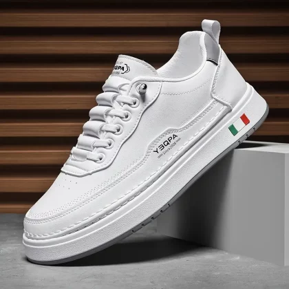 Men'S Casual Low Top Solid Color Faux Round Toe Rubber Sole