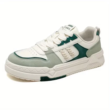 Men's Low-Top Sneakers - Minimalist White, Lace-Up Closure