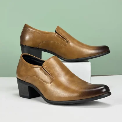 Men's British Style Slip-On Boots - Pointed Toe Dress Shoes