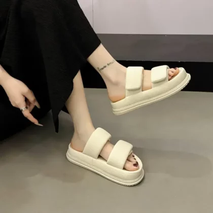 Women's Slip-On Platform Sandals - Vibrant Yellow Synthetic Cover