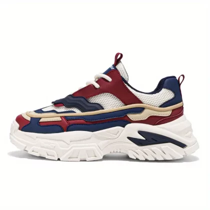 Men's Breathable Sneakers - Lightweight Cushioned Sole, Lace-Up