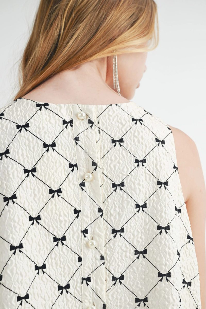 Bow Flocking Textured Ruffle Hem Mini Dress - Image 5