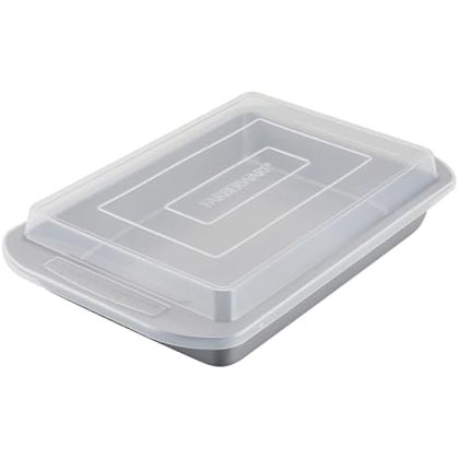 Nonstick Bakeware Baking Pan With Lid / Nonstick Cake Pan With Lid, Rectangle - 9 Inch x 13 Inch, Gray