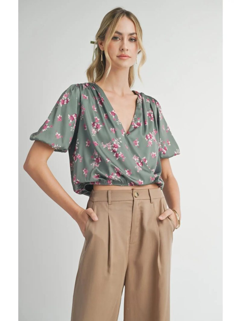 Hostess Surplice Bubble Sleeve Top - Image 2