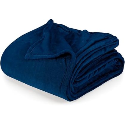 Utopia Bedding Navy Fleece Blanket Full Size Lightweight Fuzzy Soft Anti-Static Microfiber Bed Blanket (90x84 Inch)
