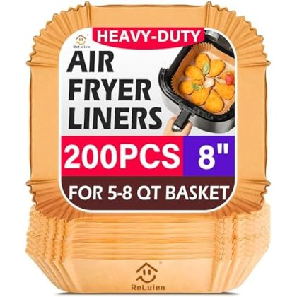 200pcs Air Fryer Liners, 8.7" Square Parchment Disposable Paper Liner for Air Fryer, Baking, Roasting and Microwave, Non-Stick liner Accessories