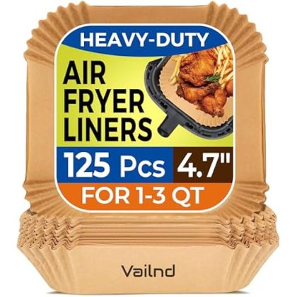Small Air Fryer Liners Disposable, 2 QT Parchment Paper for COSORI 2.1 Qt Air Fryer, 125PCS 4.7 Inch Square Baking Paper Sheets for Mini Airfryer Basket