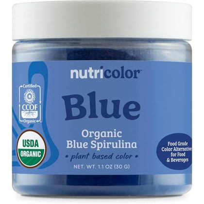 Blue Plant Based Food Coloring from Organic Blue Spirulina (30 Servings) - Nutricolor Color Alternative for Food & Beverages