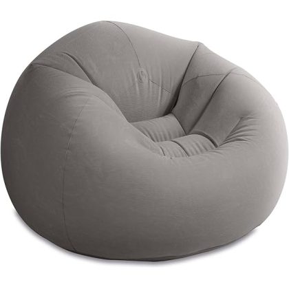 68579EP Beanless Bag Inflatable Lounge Chair: Corduroy Textured Flocking ?C Durable Vinyl ?C Folds Compactly ?C 220lb Weight Capacity ?C 45" x 45" x 28"