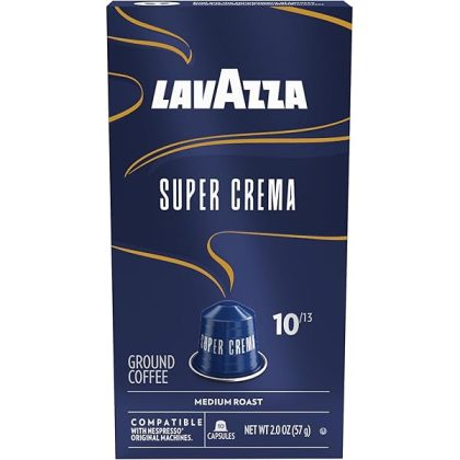 Super Crema Aluminum Capsules Compatible with Nespresso* Original Machines, Medium Roast, Arabica and Robusta Blend (10 Capsules)