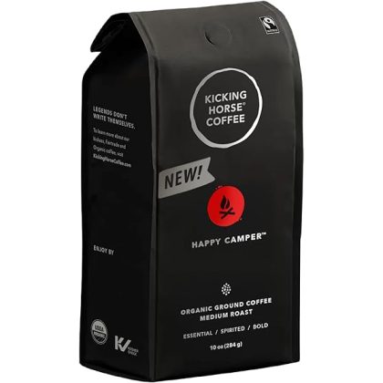 Happy Camper Ground Coffee, 10 Ounce - Certified Organic, Fairtrade, Kosher Coffee