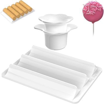Cake Pop Cutter and Pusher with Tray - Circle Cake Pop Mold Set | Non-3D Printed | 1.75" Size | High-Capacity Dual-Cavity Cake Pop Tray | Smooth & Easy-Clean Surface (Cutter & Tray Set)