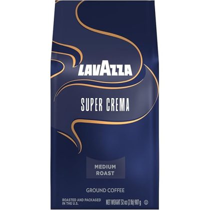 Super Crema Ground Coffee, Medium Roast, Arabica and Robusta Blend, 32 oz Bag (Pack of 1)