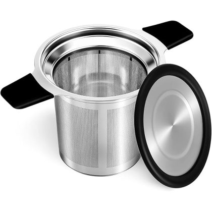 Stainless Steel Tea Infuser Steeper Strainer for Loose Leaf Tea, Fine Mesh Reusable Diffusers Ball Bag Filter Holder with Heat Proof Handles for Teapots, Mugs, Cups