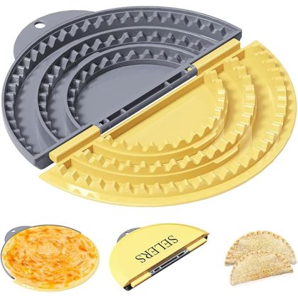 Tortilla Sealer,,Tacos tortilla crimper Maker Large,Removable & Adjustable 6"-8''-10" Crust,For Burritos,Pasties,Tortilla,Dumplings,Sandwich,Grey Yellow