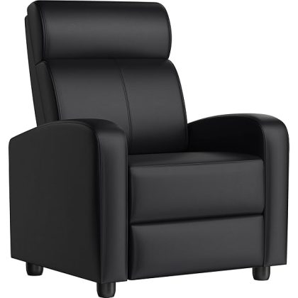 Recliner Chair PU Leather Recliner Sofa Home Theater Seating with Lumbar Support Overstuffed High-Density Sponge Push Back Recliners Armchair for Living Room