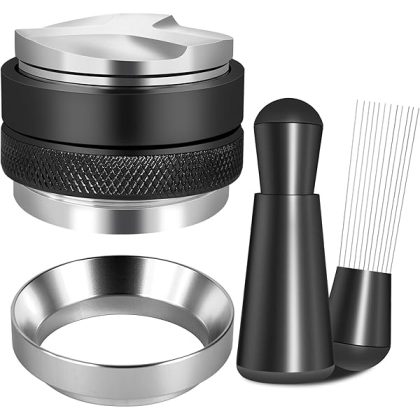 51mm Espresso Accessories Kit, Coffee Distributor and Tamper Leveler, WDT Tool and Dosing Funnel Set Fits 51 mm Espresso Machines and Portafilters