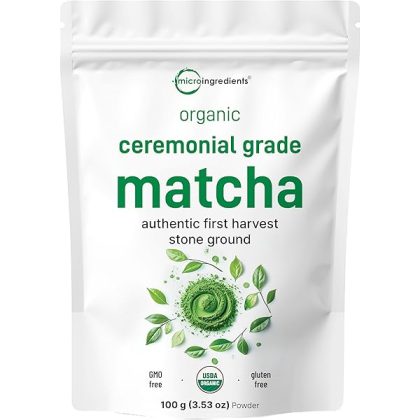 Organic Ceremonial Grade Matcha Powder, 100g | 100 Servings | Premium First Harvest Authentic Japanese Origin | 100% Pure Barista-Grade Sugar-Free Matcha Green Tea For Latte, Beverage & Baking