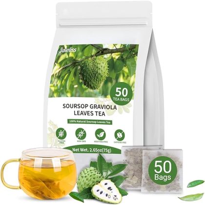 Soursop Leaves Tea Bag, Pure and Natural Soursop Graviola Leaves for Digestion, Boosting Immune, Improving Sleep & Skin Health - Hojas De Guanabana Tea??50 Teabags/1Pack)