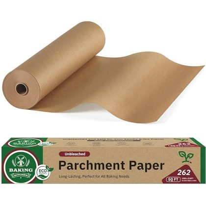 Unbleached 15in x 210ft Parchment Paper Roll for Baking- 262 Sq.Ft with Built-in Metal Cutter, Non-Stick & 450??F Safe for Baking,Cooking, Air Fryer, Grilling, Meal Prep