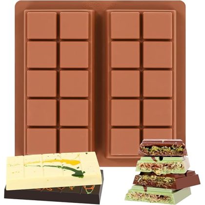 Dubai Chocolate Molds 1 Inch Deep, Silicone Chocolate Bar Mold ?C Non-Stick, Flexible, Large and Thick Homemade Chocolates, Candies, and Desserts - Set of 1