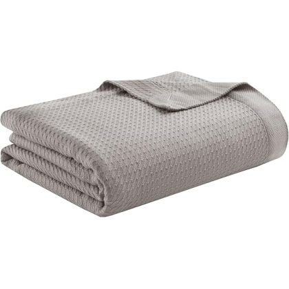 Sponsored Ad - Madison Park 100% Egyptian Cotton Lightweight Summer Blanket, Breathable Waffle Knit Design, Soft Cozy All-...