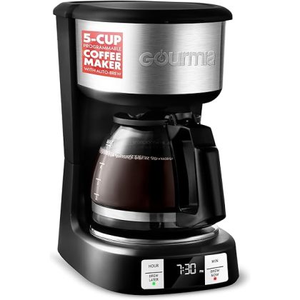 GCM3518 5-Cup Programmable Drip Coffee Maker, Brew Later Timer, Adjustable 4-Hr Keep Warm, Pause & Serve, Freshness Timer, 700 W Compact Glass Carafe, EZ-View Water Window