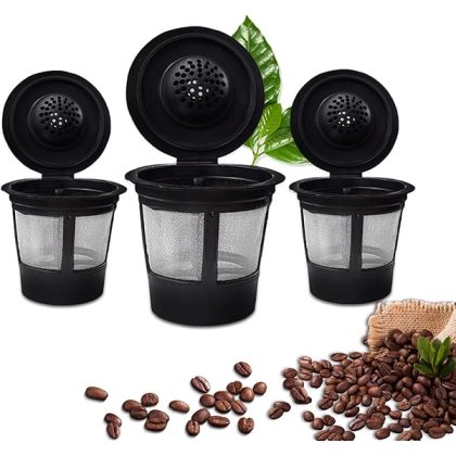 Reusable K Cups Coffee Filter, 3 Pack K Cup Filters with Plastic Scoop, Universal Refillable K-Cups, Coffee Capsules with Built-In Single K CUP Compatible with Keurig Coffee Maker 2.0&1.0