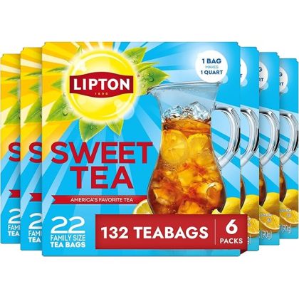 Southern Sweet Iced Tea Bags, Family Size Zero Calories, 132 Total Bags (22ct - Pack of 6)