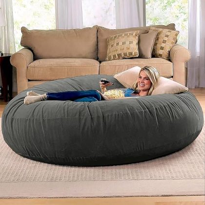 6 Foot Cocoon - 2-in-1 Convertible Bean Bag Bed & Large Bean Bag Chair for Adults, Charcoal