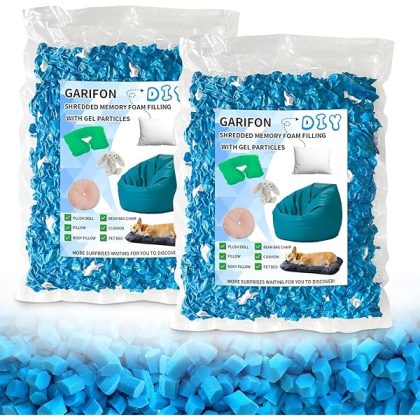 10lbs Bean Bag Filler, Bean Bag Filling, Pillow BeanBag Stuffing, Shredded Memory Foam Filling, Punching Bag Filler, Foam Refill for Couch/Stuffed Animal Stuffing, Added Gel Particles