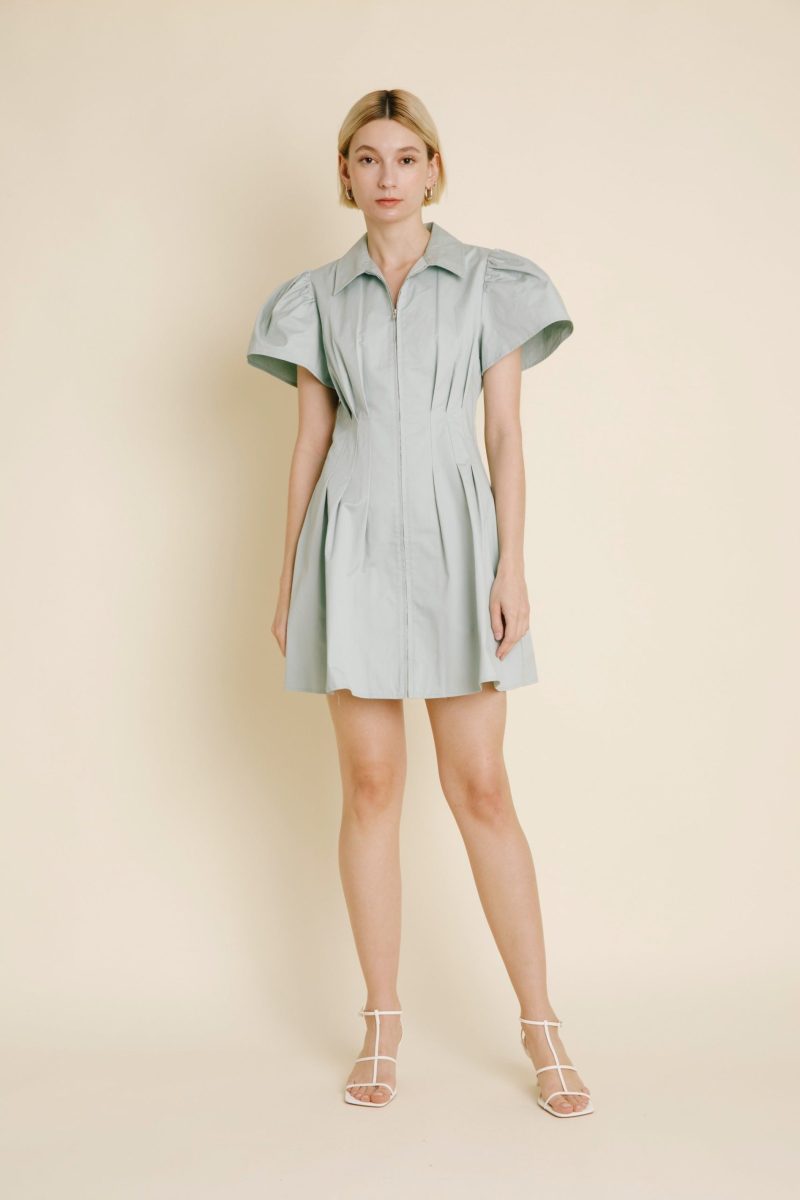 Pleated Utility Mini Dress - Image 2