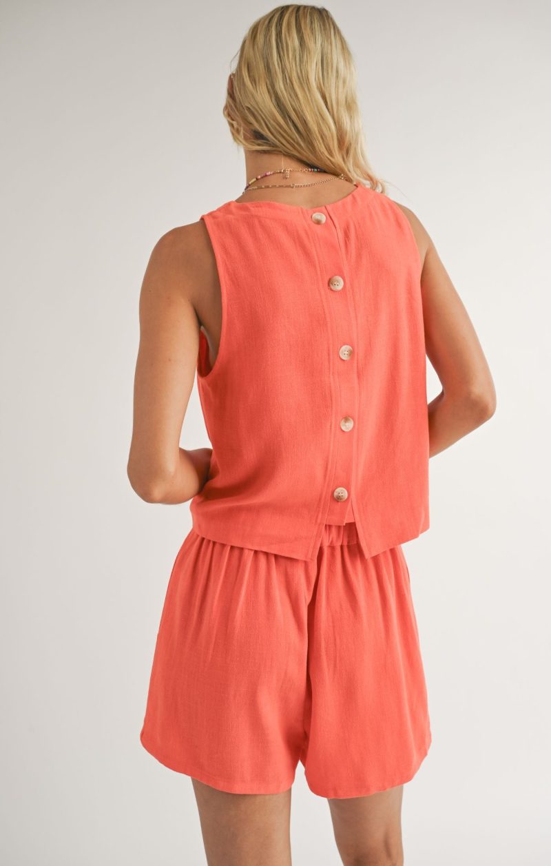 Shoreline Linen Tank with Button Back Detail - Image 3