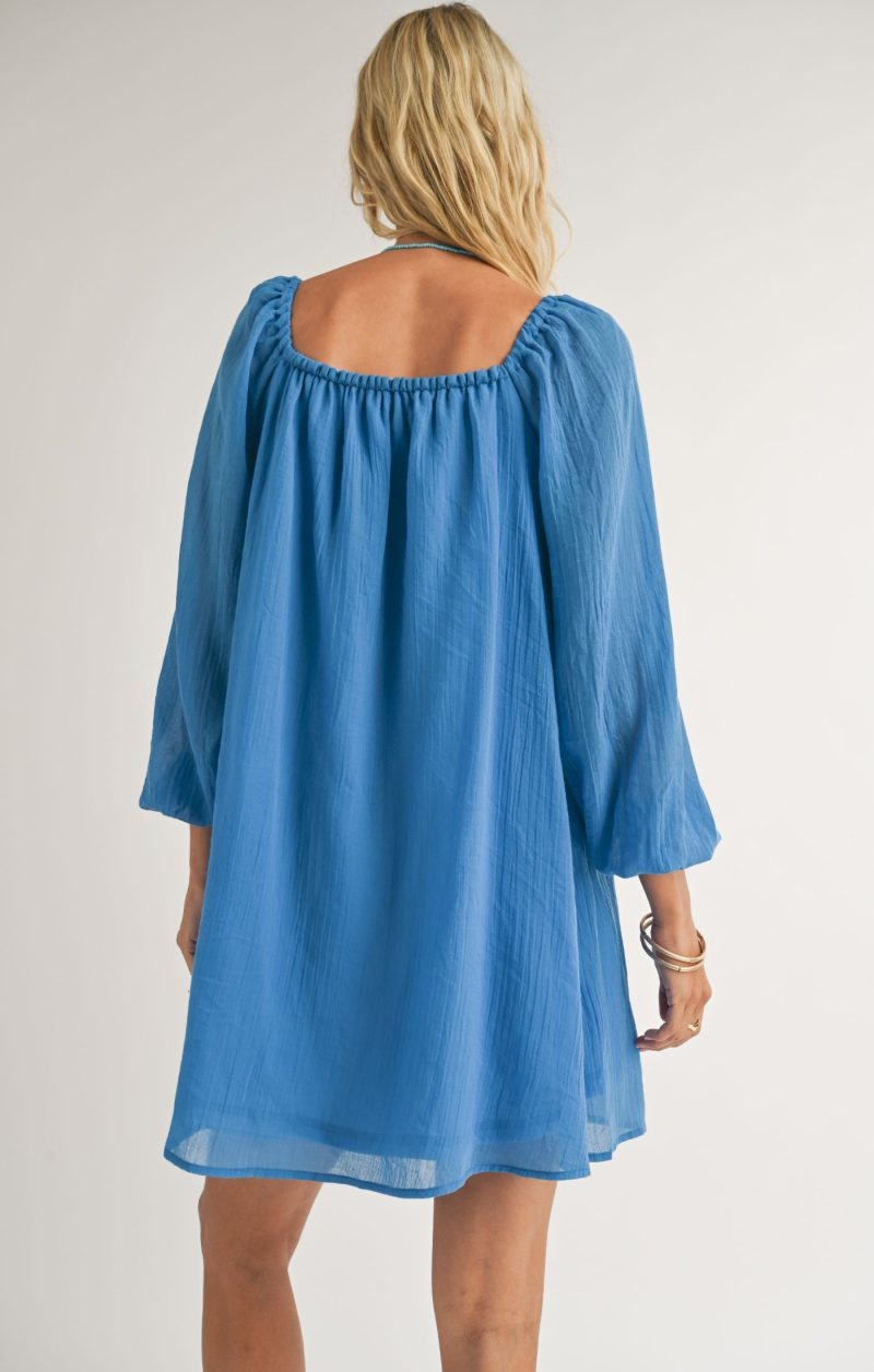 Coastal Long Sleeve Flowy Mini Dress - Image 3