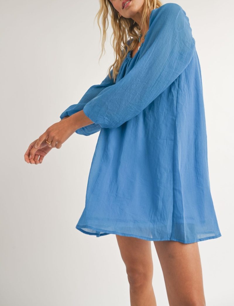 Coastal Long Sleeve Flowy Mini Dress - Image 2