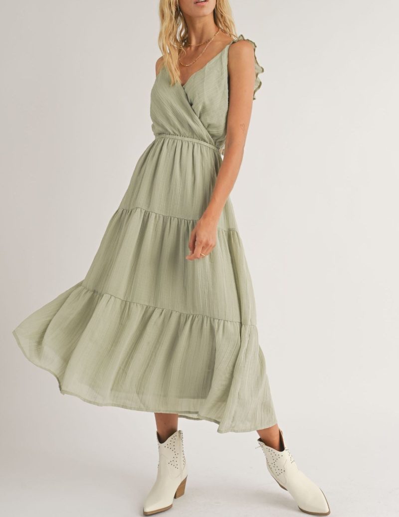 Steady Surplice Top Tiered Midi Dress - Image 2