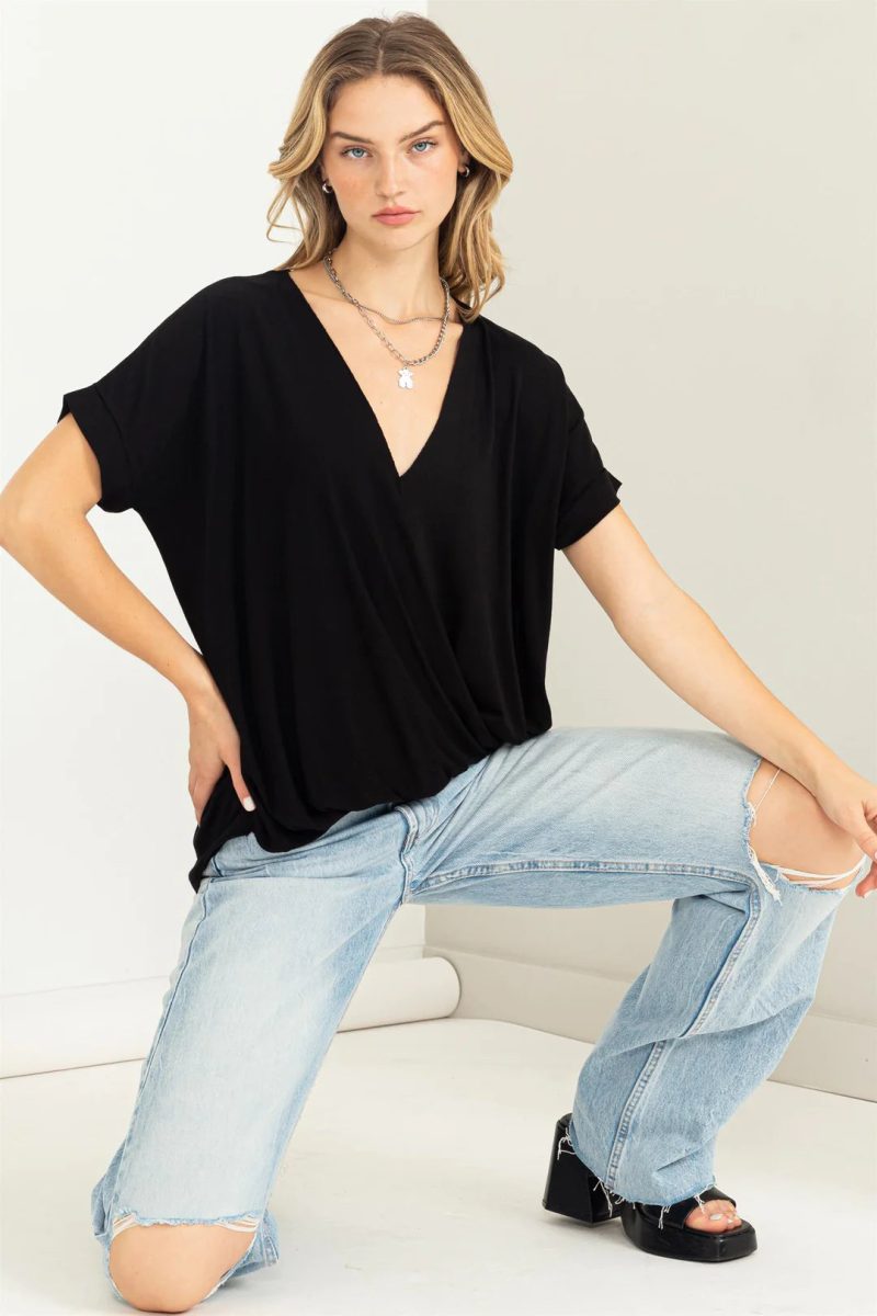 Short Sleeve Surplice Top - Image 4