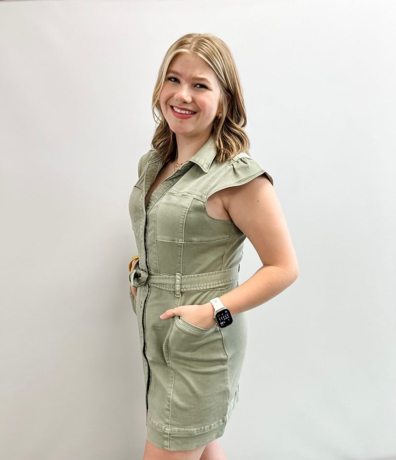 Kate Button Front Colored Denim Dress - Image 2