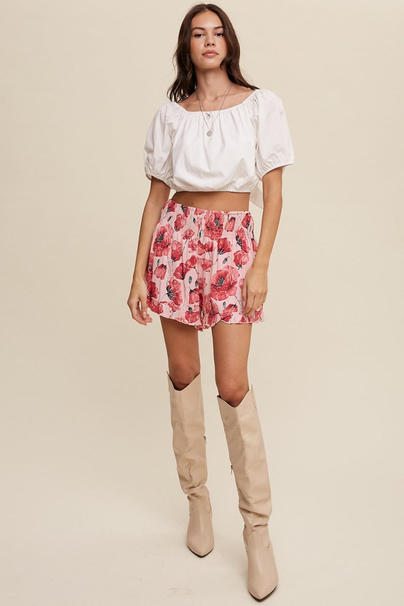 Puff Sleeve Back Tie Crop Top - Image 17