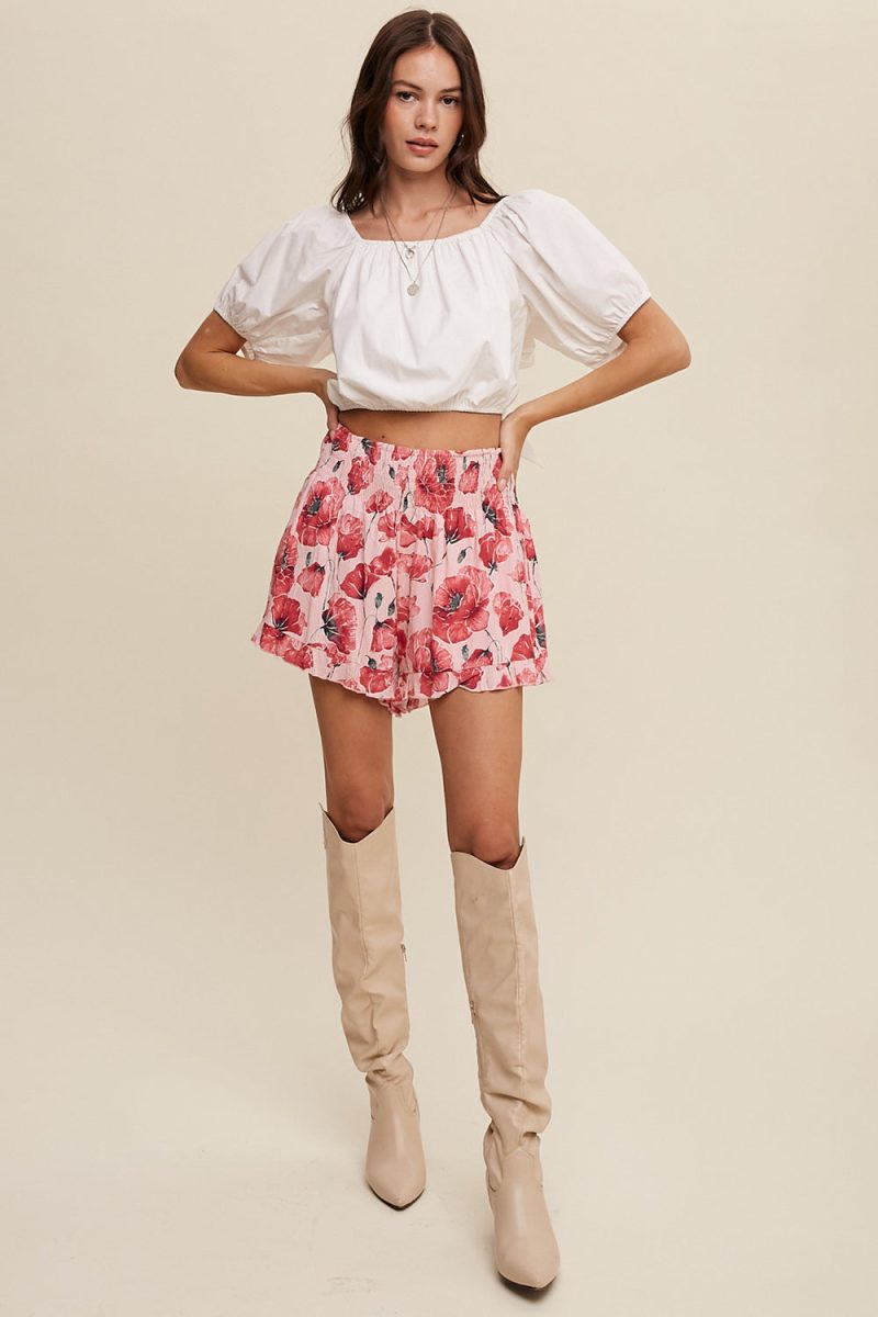Puff Sleeve Back Tie Crop Top - Image 16