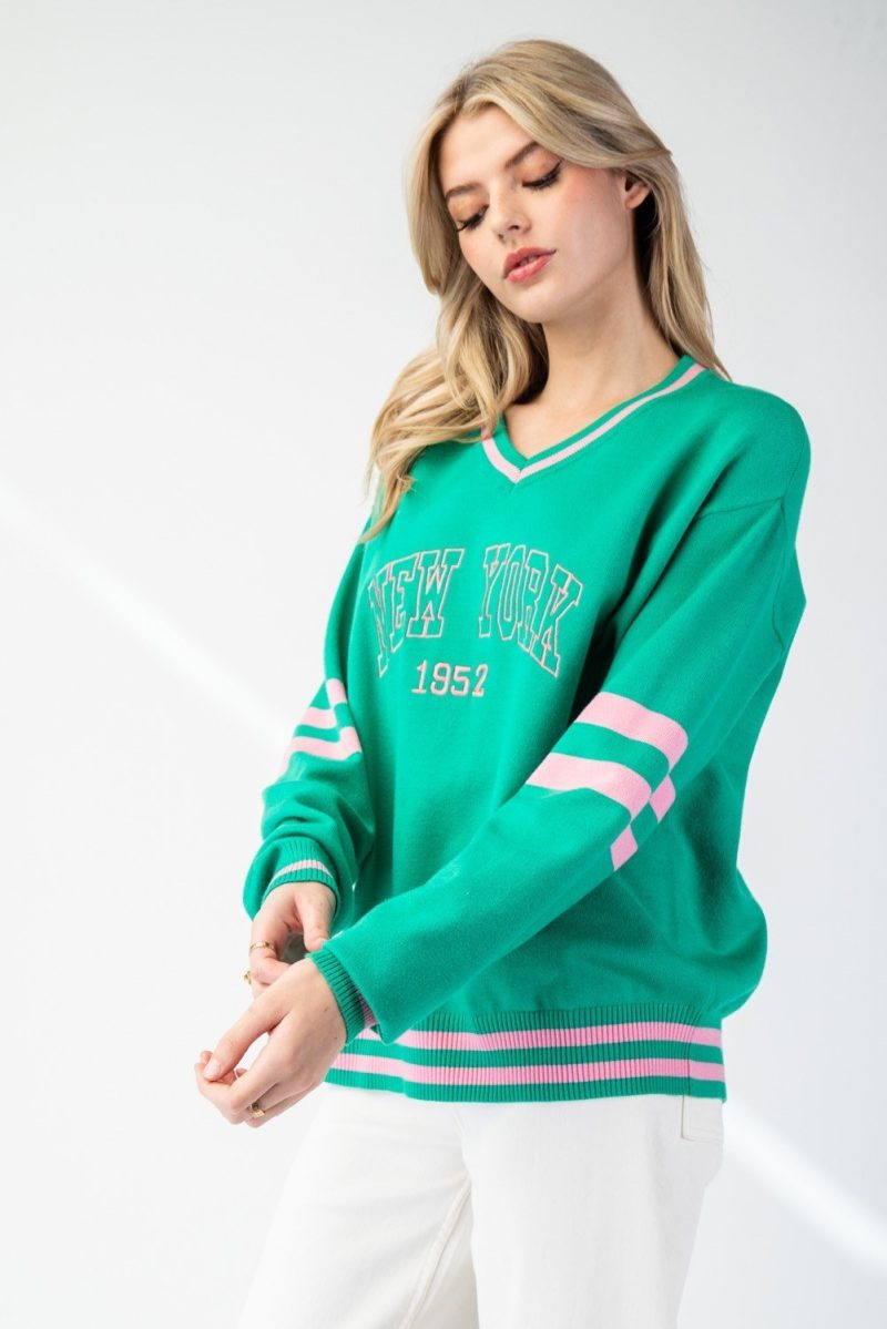 New York Varsity V-Neck Pullover - Image 6