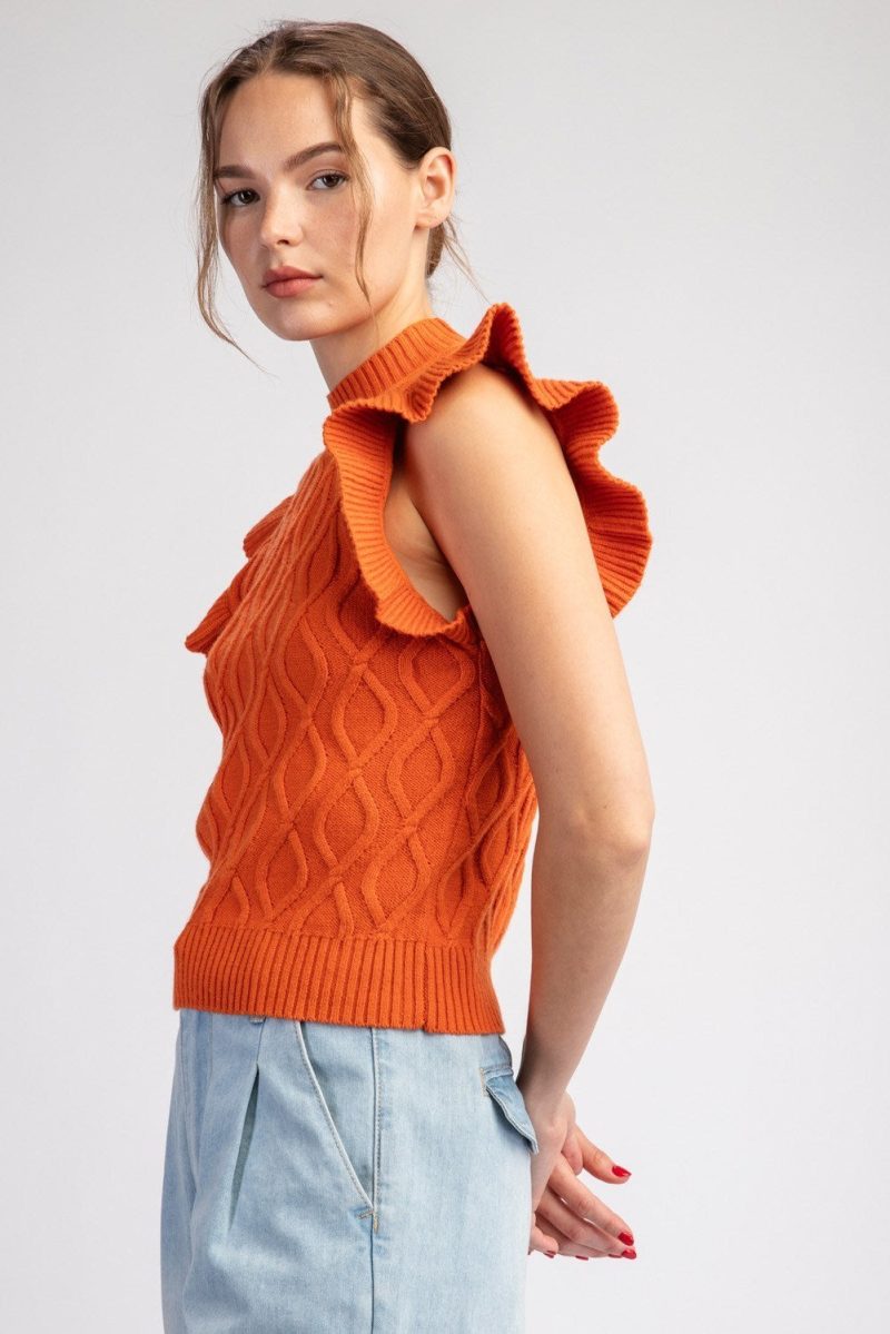Ruffle Sleeve Textured Sweater Top - Image 9