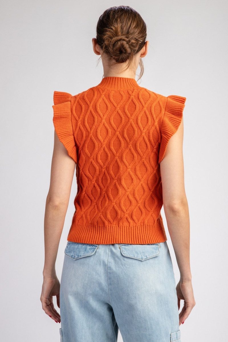Ruffle Sleeve Textured Sweater Top - Image 10