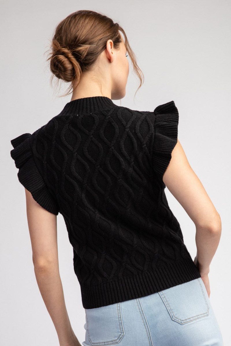 Ruffle Sleeve Textured Sweater Top - Image 4