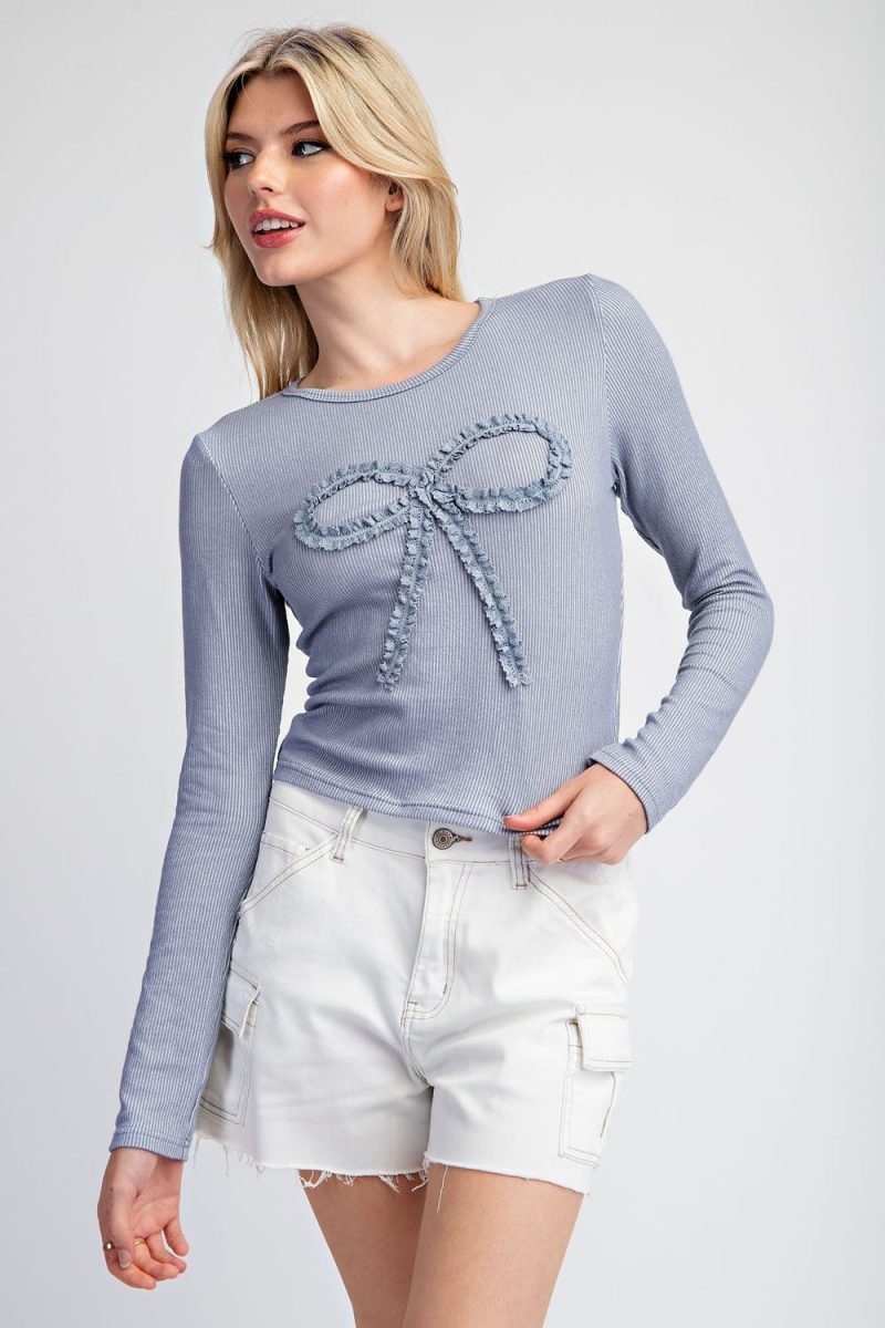3D Ruffle Bow Long Sleeve Top - Image 3