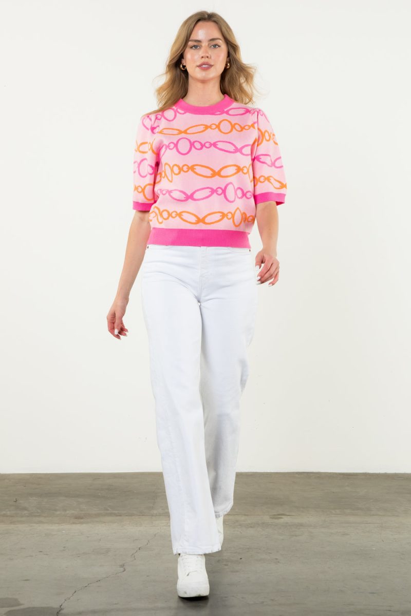Chain Print Short Sleeve Sweater - Image 2