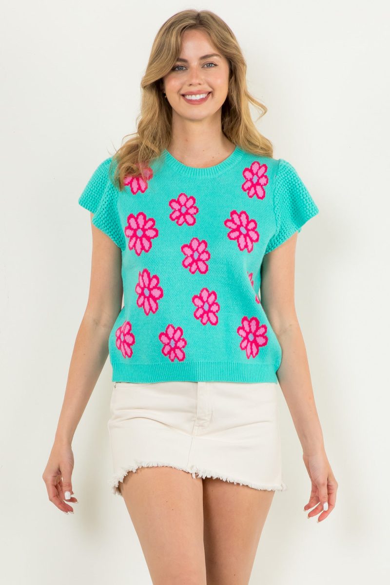Floral Printed Knit Sweater - Image 4