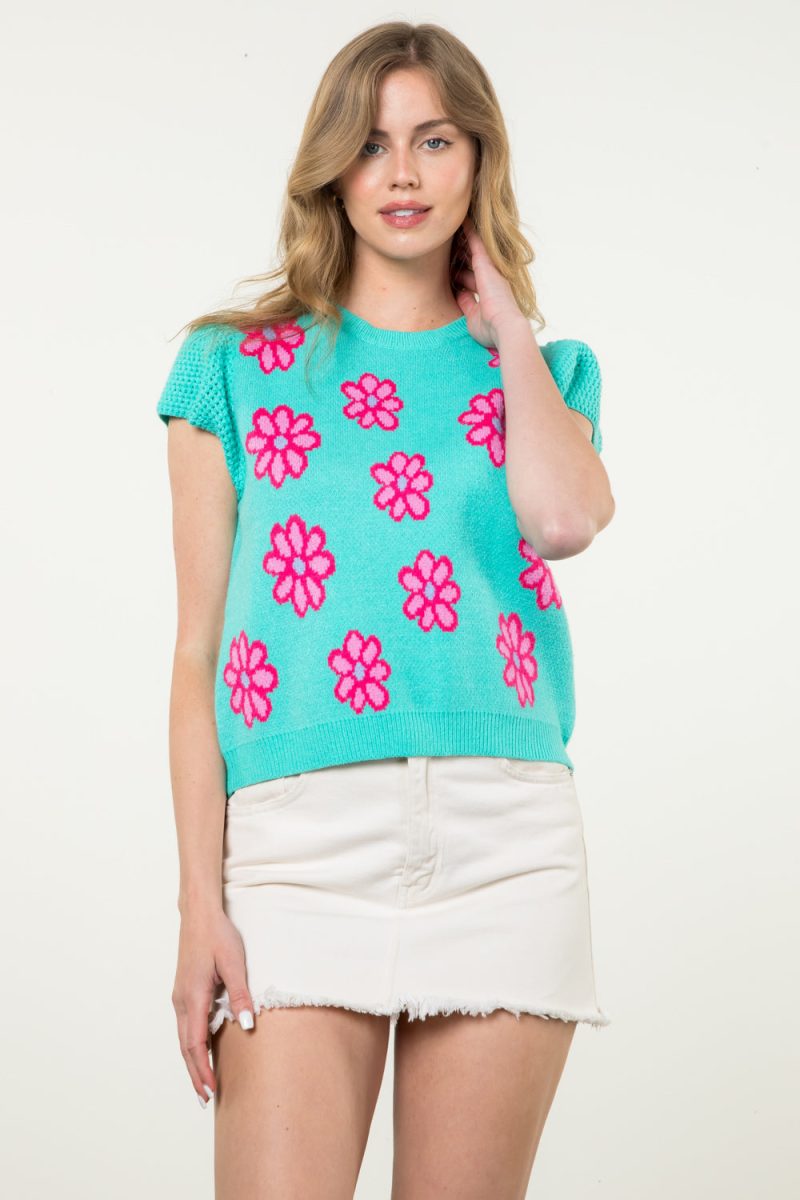 Floral Printed Knit Sweater - Image 3