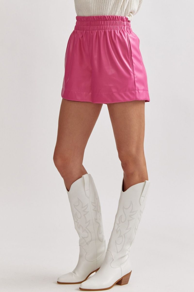 Faux Leather High Waisted Shorts - Image 3