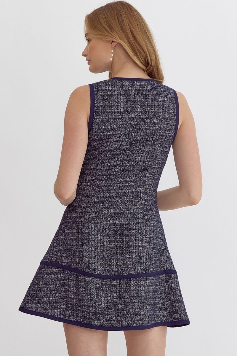 Tweed Round Neck Sleeveless Mini Dress - Image 7